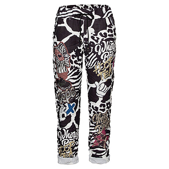 Tredy Fashion Onlineshop Hose Im Animal Alloverprint Schwarz Weiss Mode In Grosse 36 50