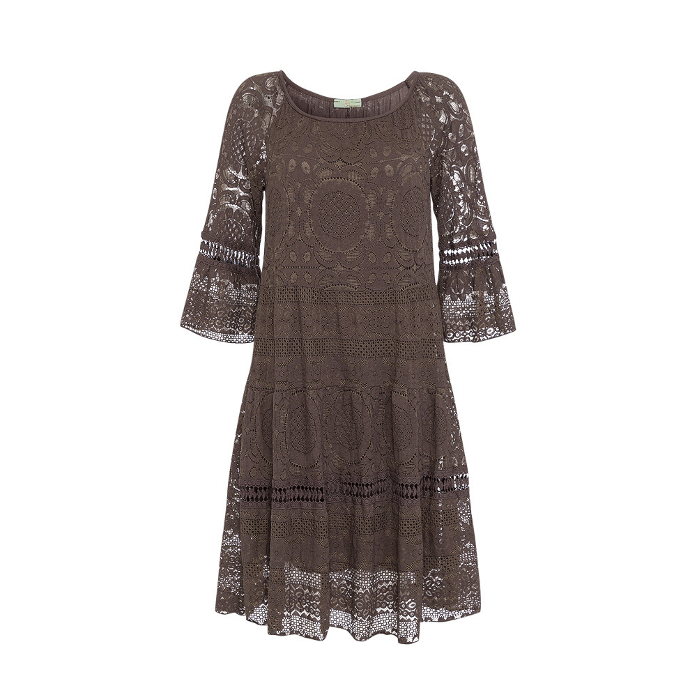 Kleid mit Spitze, taupe 