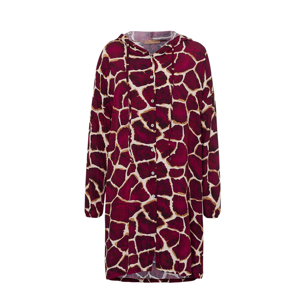 Bluse im Animalprint, burgund 1