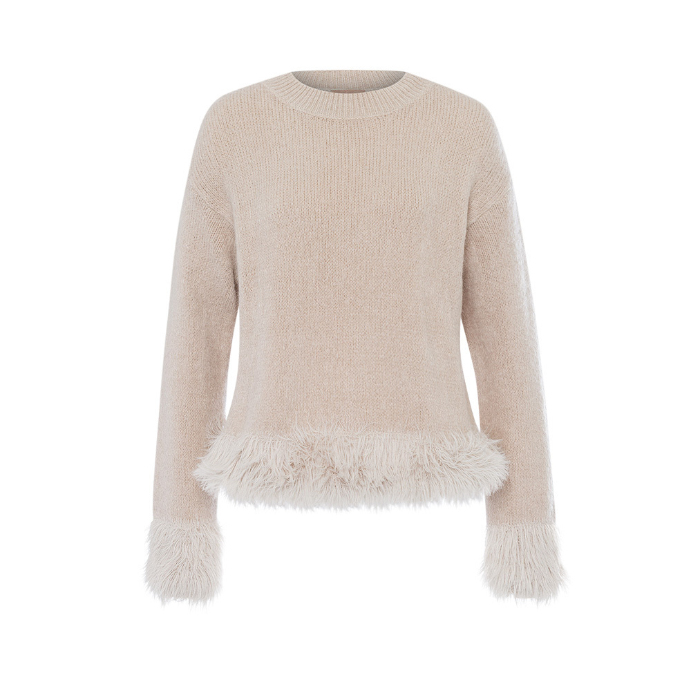 flauschiger Strickpullover, crema 2