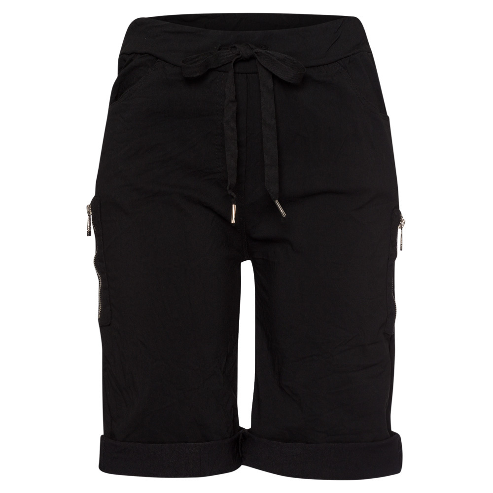 Shorts mit Reißverschluss, schwarz 