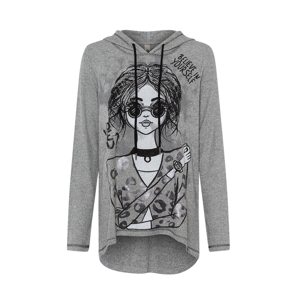 Sweatshirt mit Motiv, silber-melange 