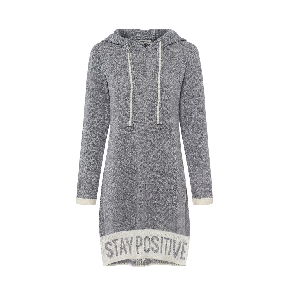 Strickpullover 'Stay positive', grau-meliert 2