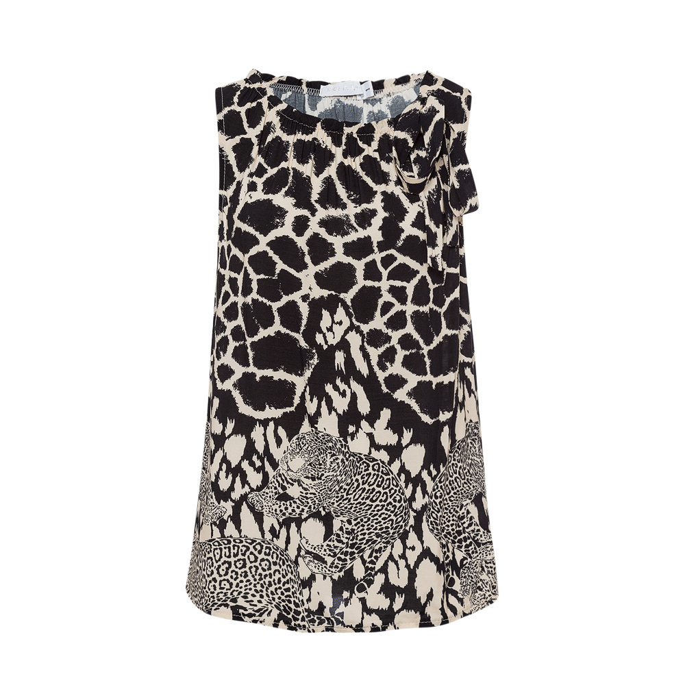 Bluse 'Leopard', schwarz-beige 