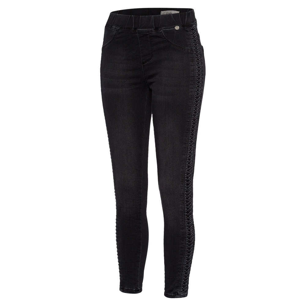 Jeggings mit Raffung, black denim 42