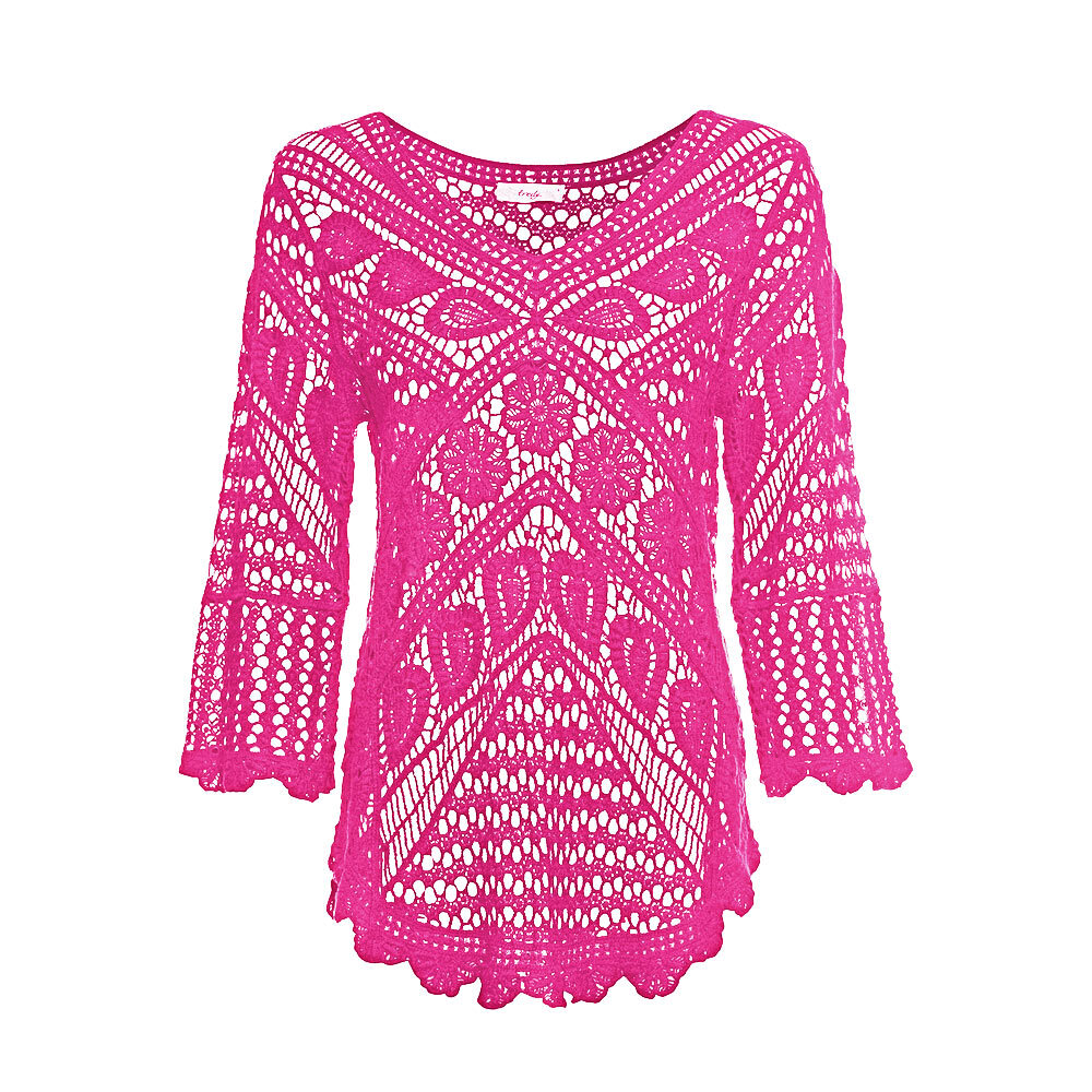 Pullover in Häkeloptik, pink 5