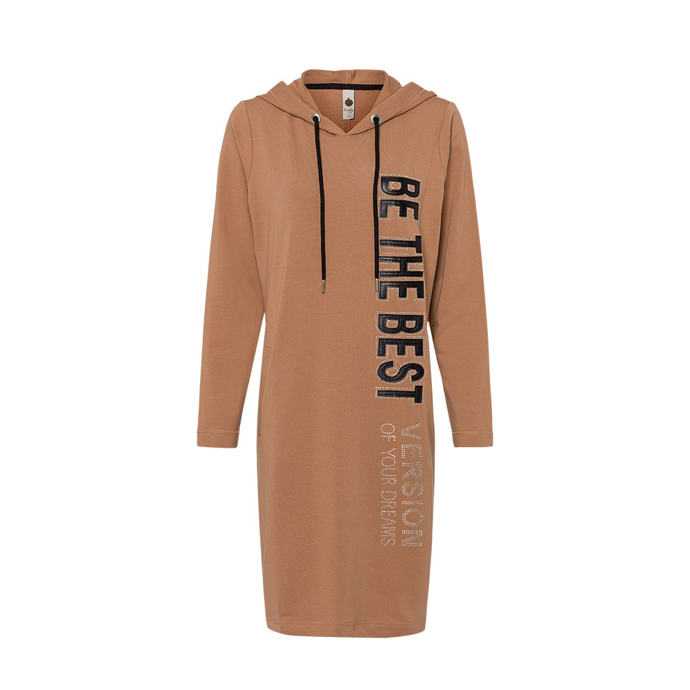 Kleid mit Lettering, cappuccino 6