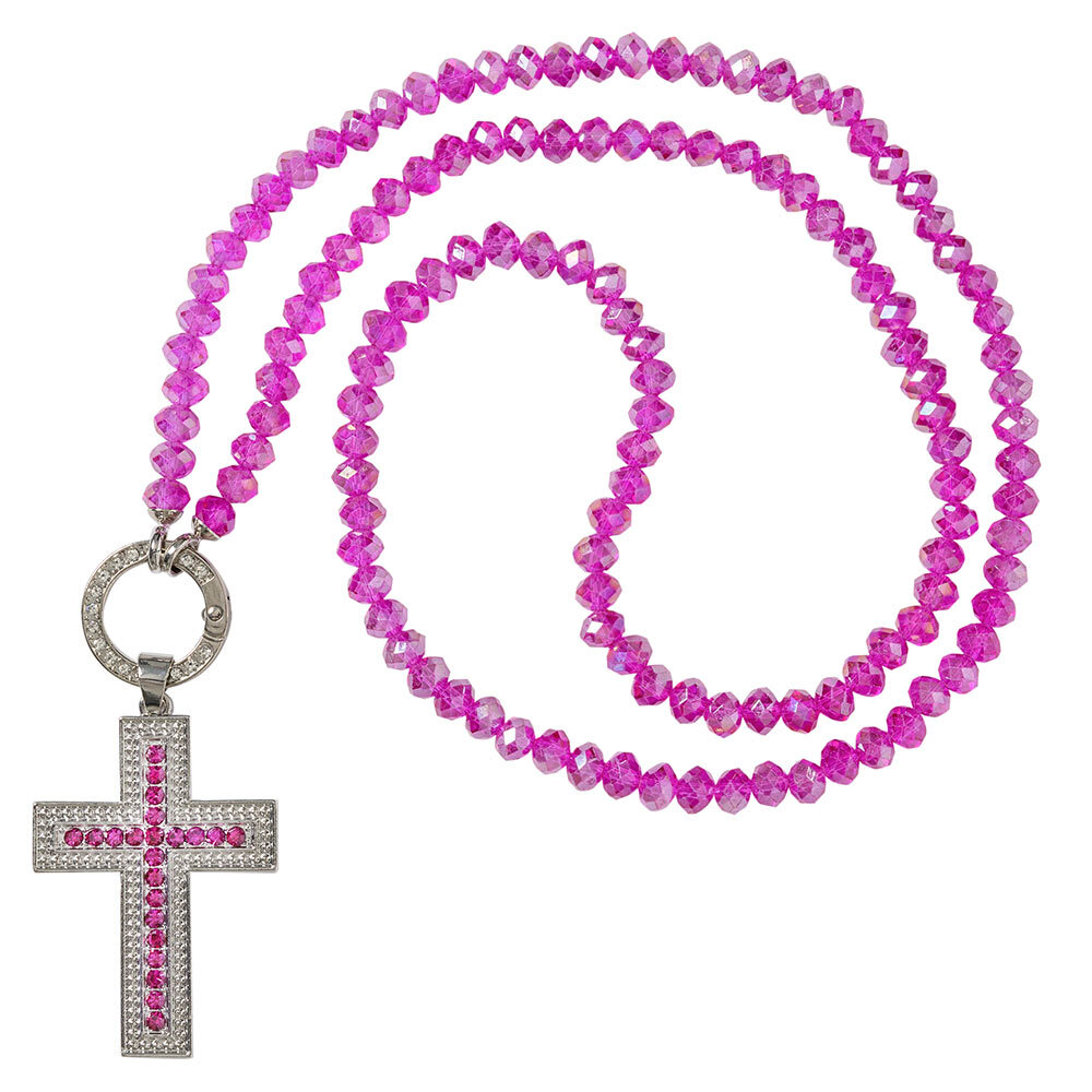 Kette 'Kreuz', pink -