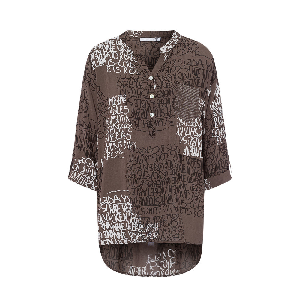 Bluse im Alloverprint, taupe 