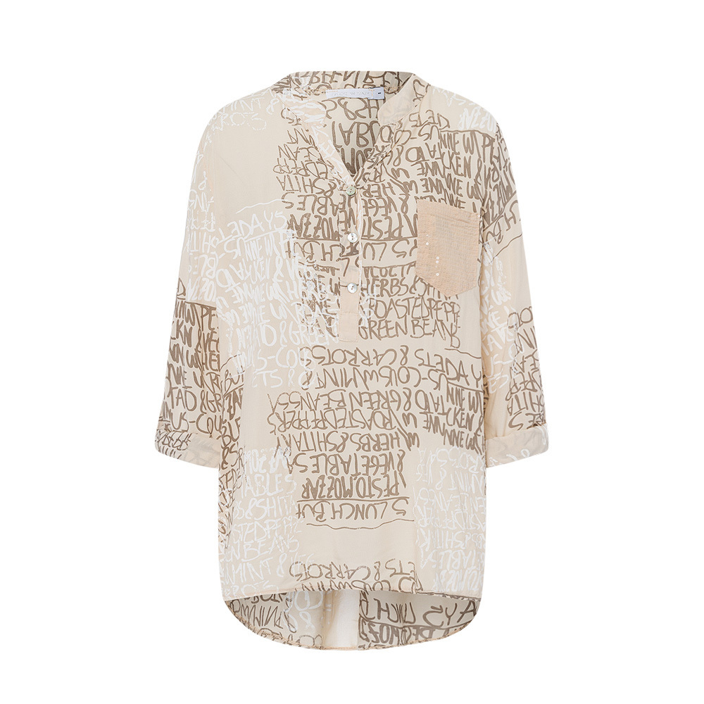 Bluse im Alloverprint, crema 