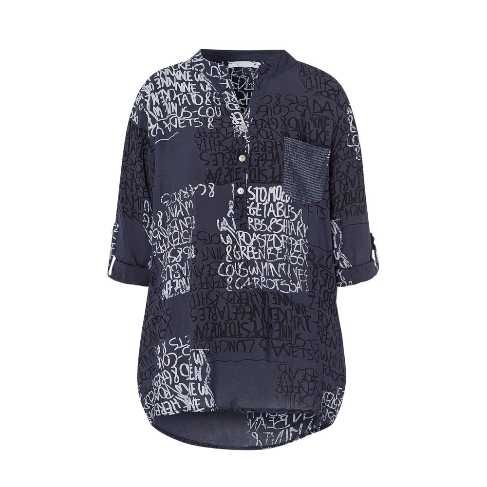 Bluse im Alloverprint, navy 5