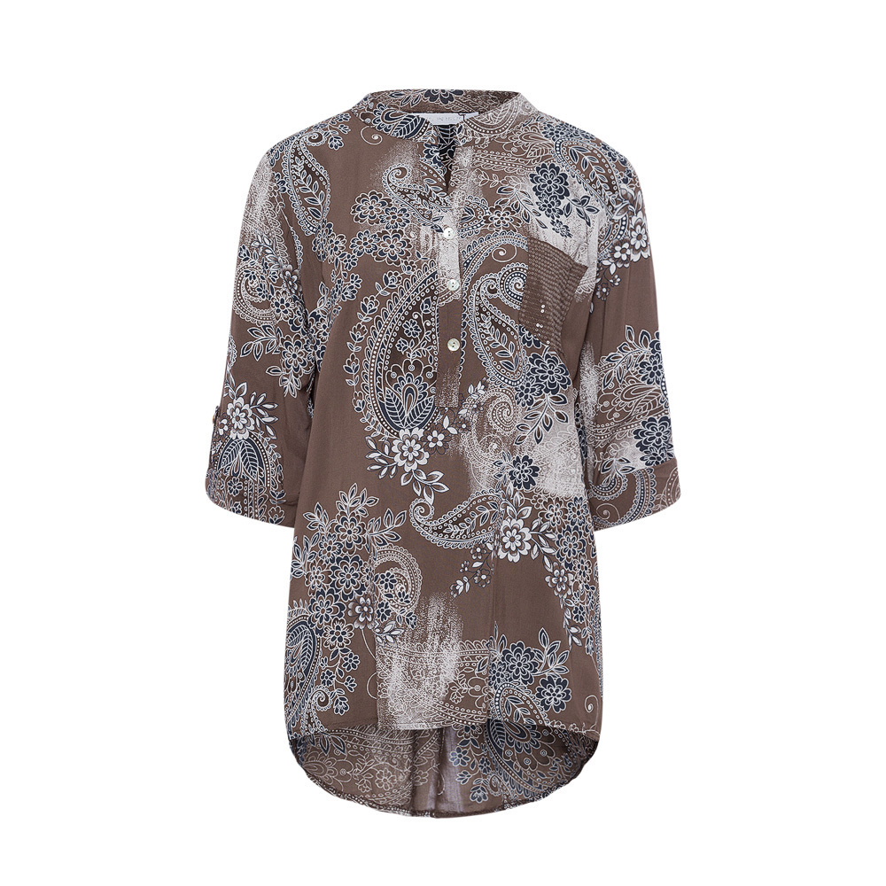 Bluse mit Pailletten, taupe 3