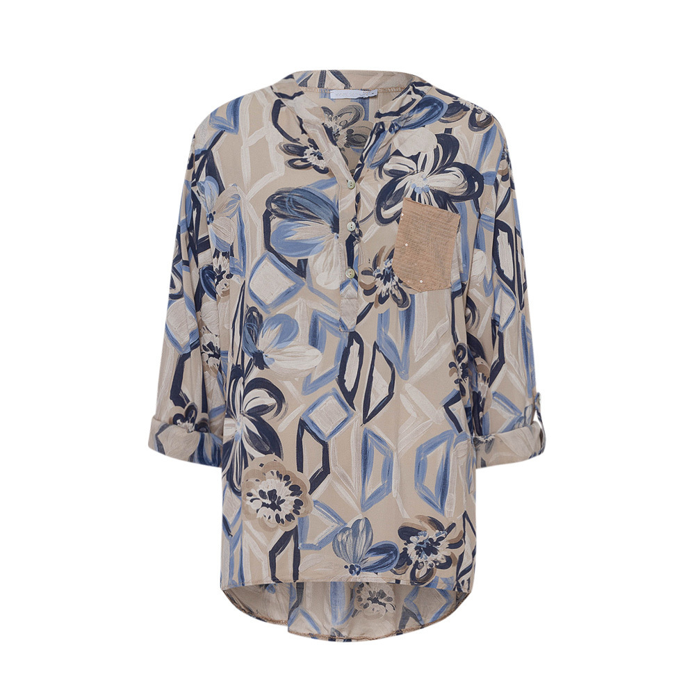 Bluse mit Pailletten, crema 3