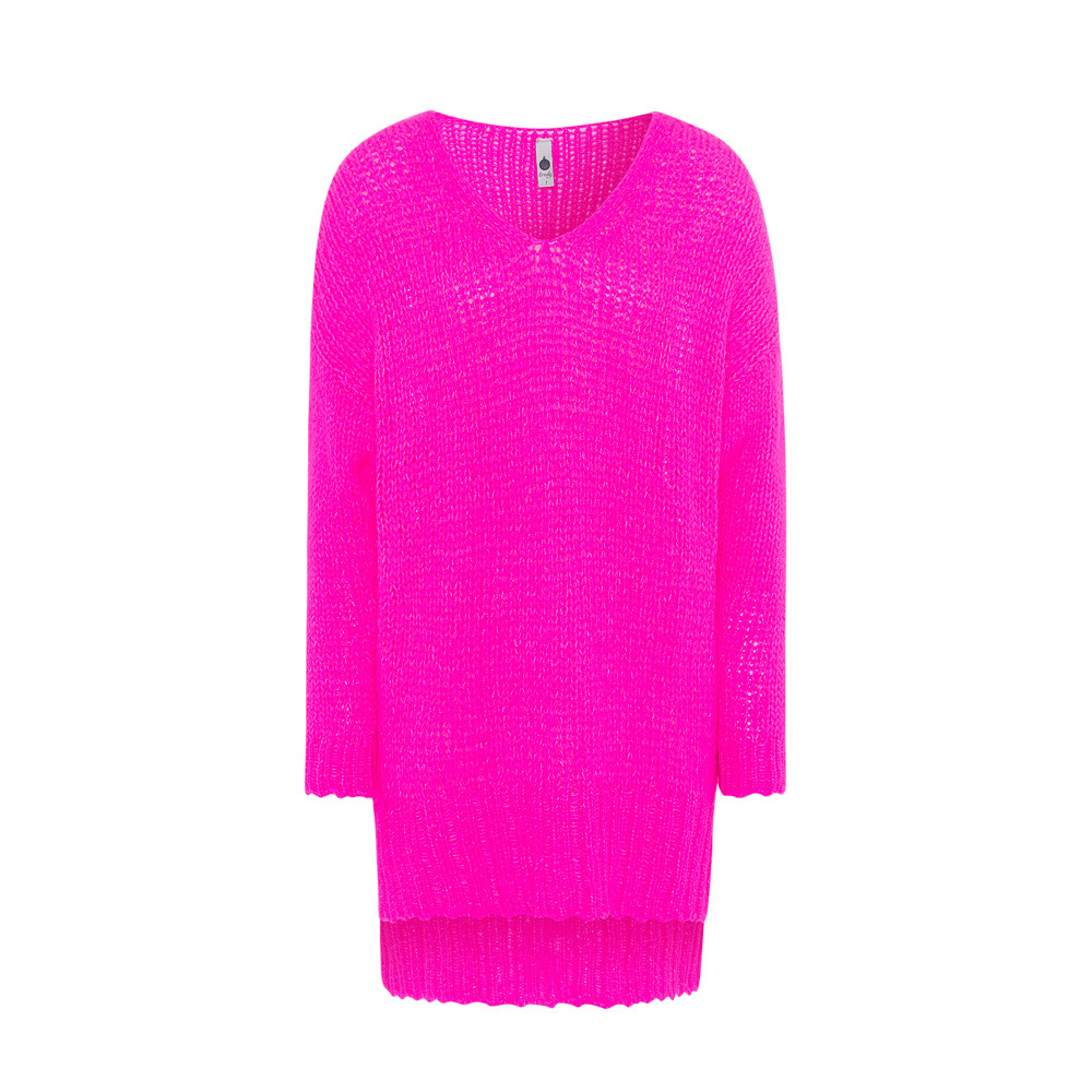 Strickpullover in Grobstrick, neonpink 