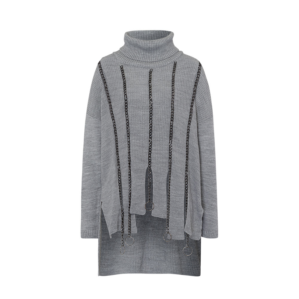 Strickpullover 'Ketten', silber-melange 