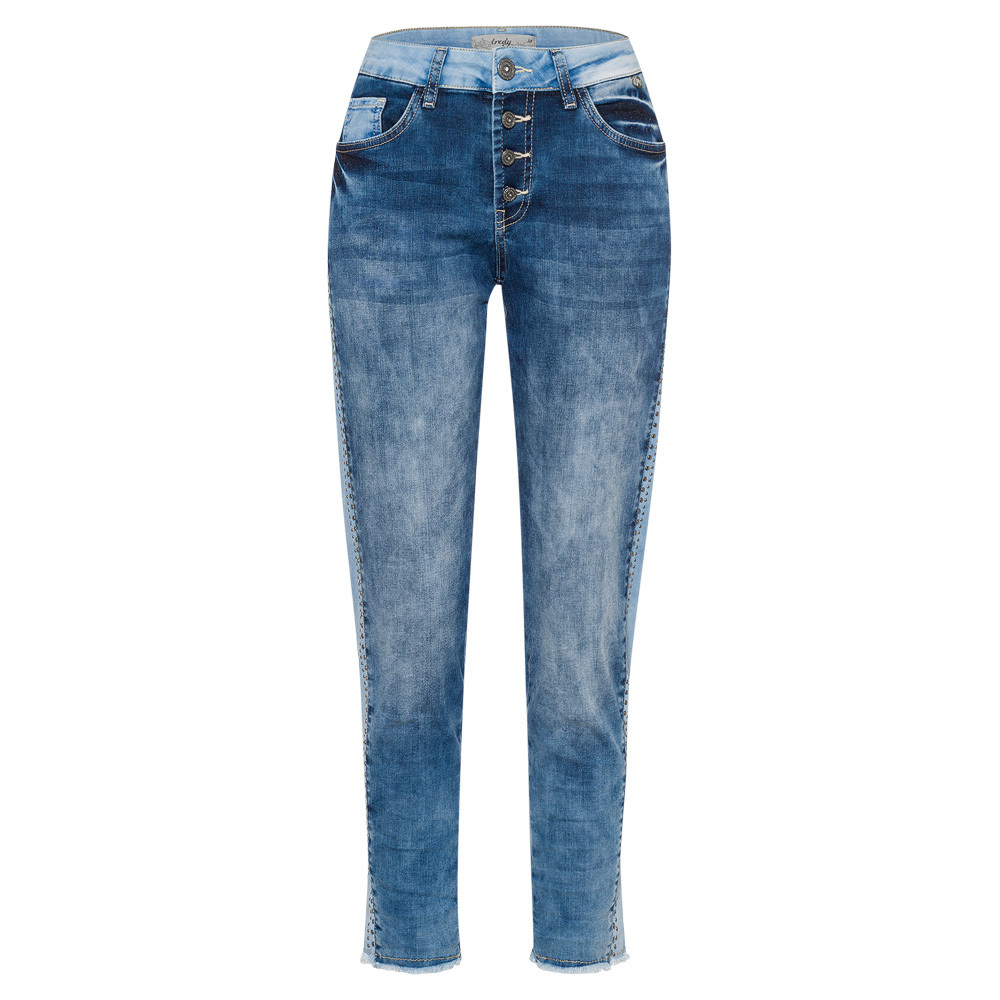 Jeans mit Ziernieten, blue denim 50