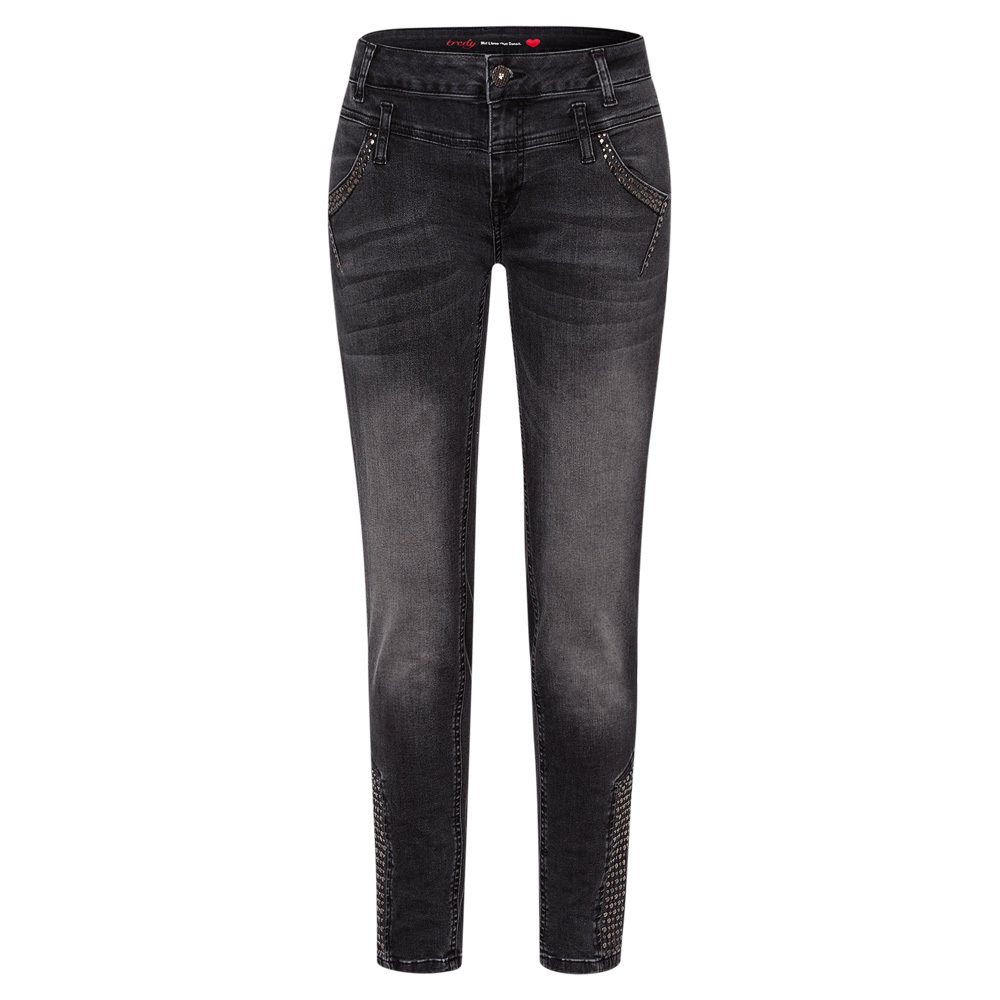 Jeans mit Nieten, black denim 