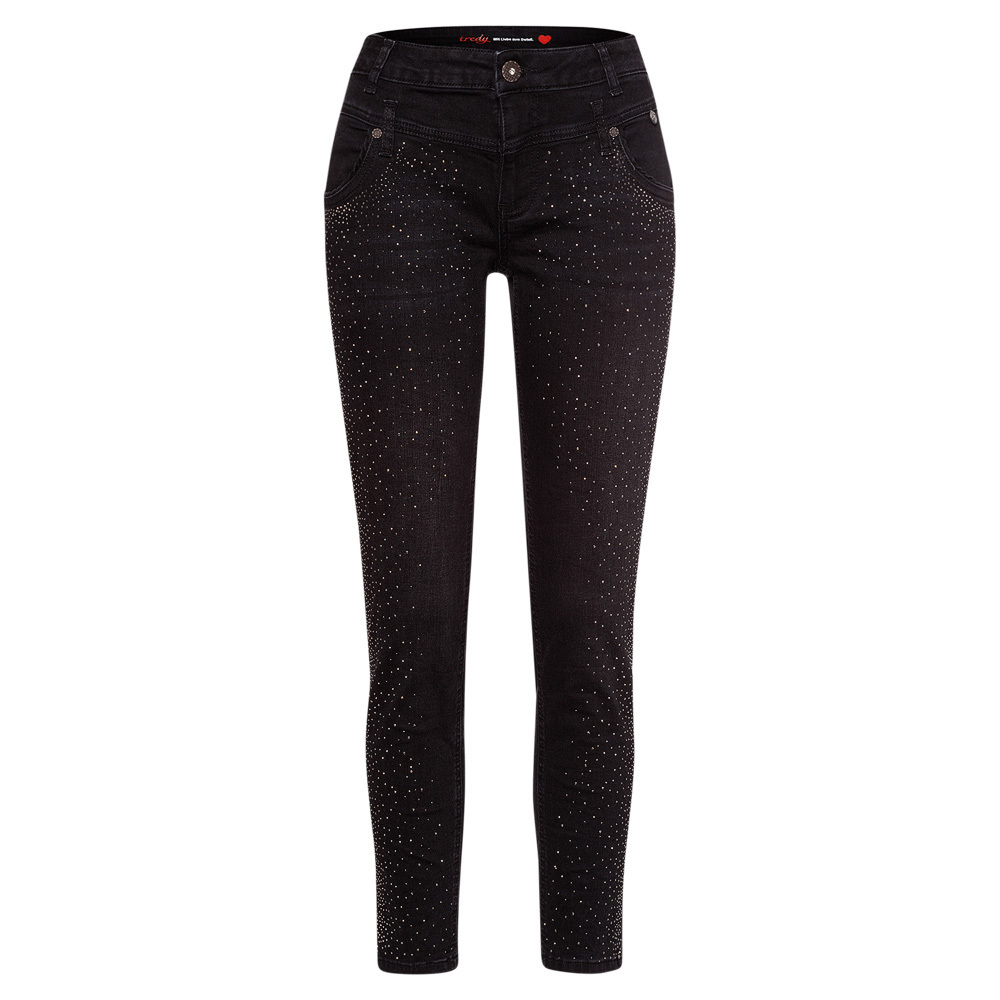 Jeans Ziersteinregen, black denim 