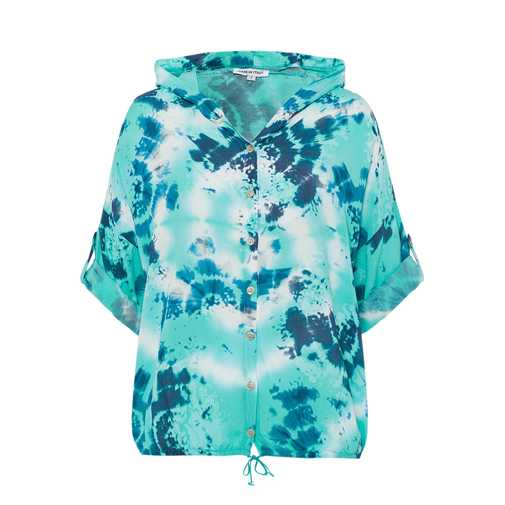 Bluse im Batikstyle, blue fluro 