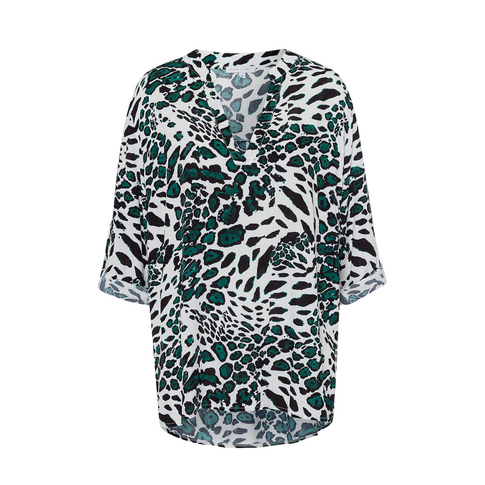 Bluse im Alloverprint, forest green 