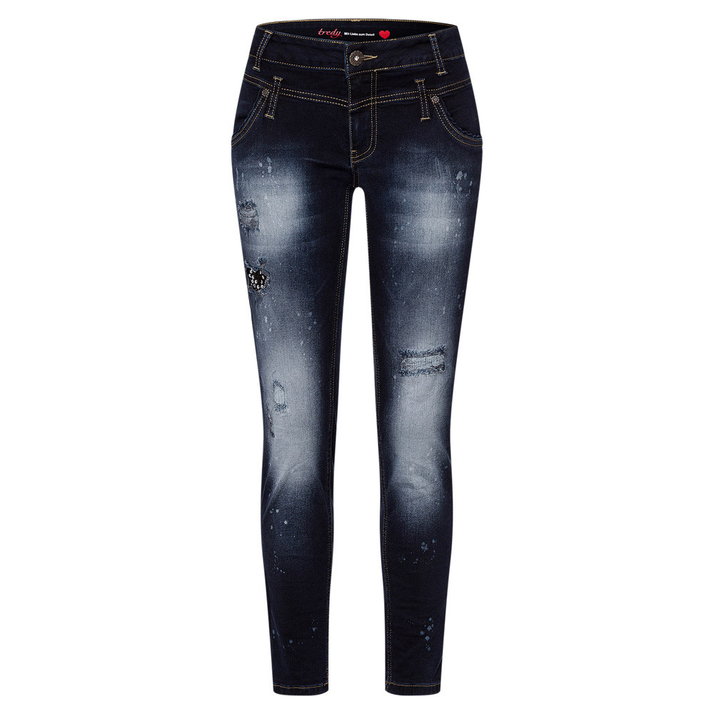 Jeans Pailletten, blue black denim 52