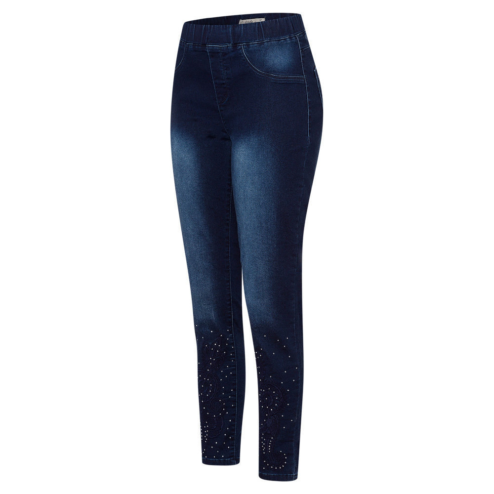 Jeggings mit Stickerei, dark blue denim 