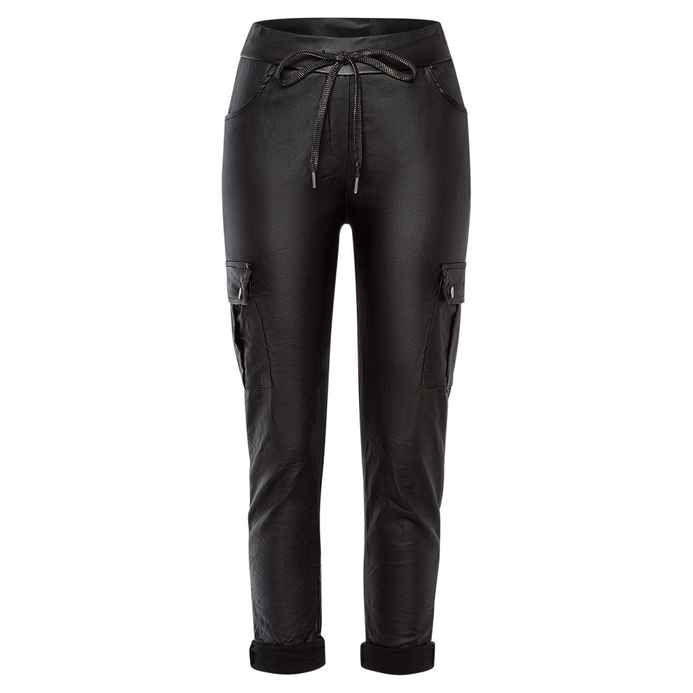 Joggpants in Leder-Optik, schwarz 5