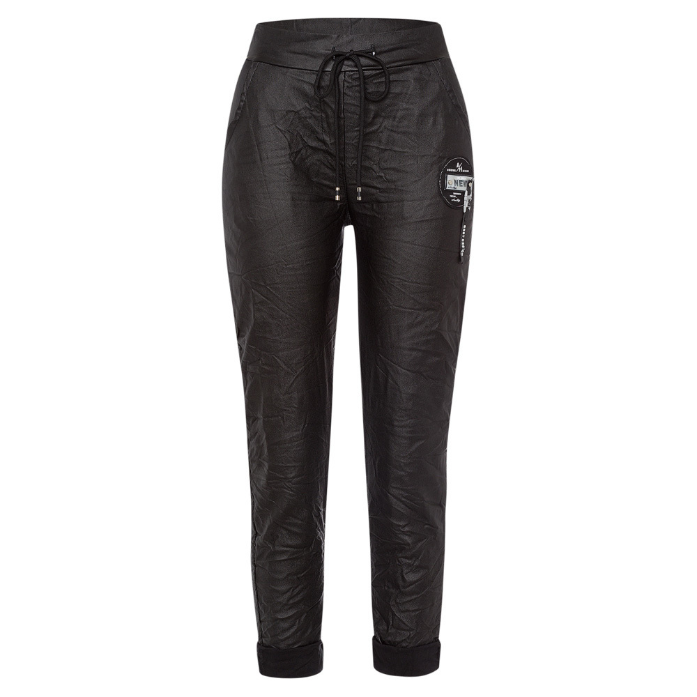 Joggpants in Leder-Optik, schwarz 