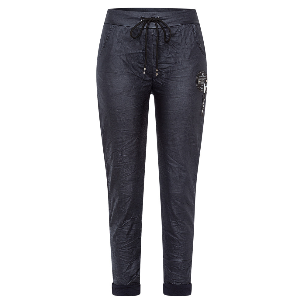 Joggpants in Leder-Optik, navy 