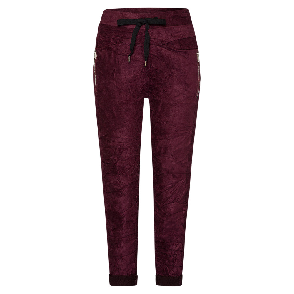 Suede-Joggpants, burgund 