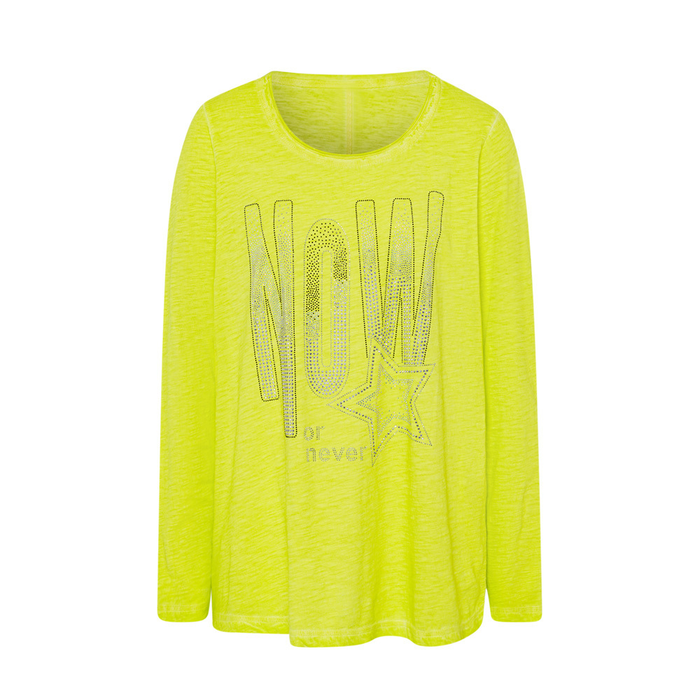 Langarmshirt 'Now', lime 