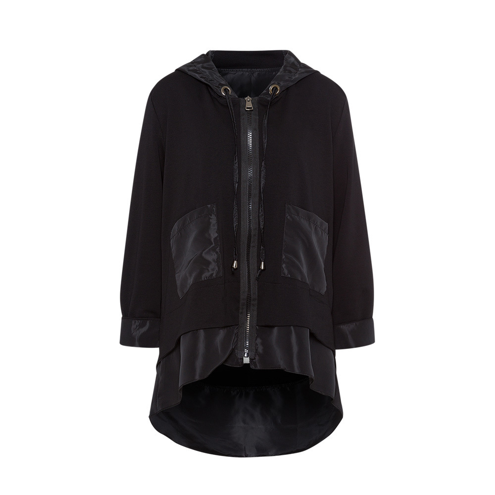 Shirtjacke mit Kapuze, schwarz 