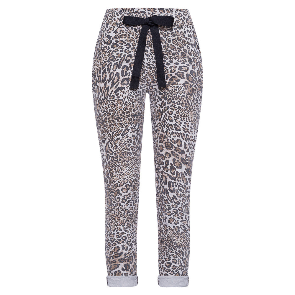 Suede-Joggpants im Animalprint, crema 3