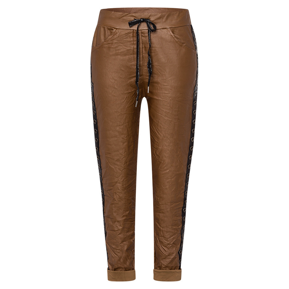 Joggpants in Leder-Optik, cappuccino 