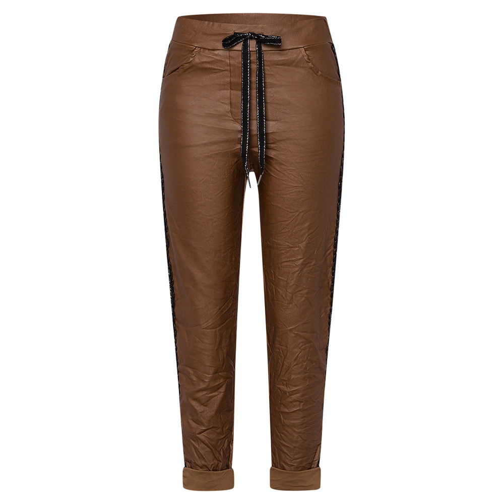 Joggpants in Leder-Optik, cappuccino 