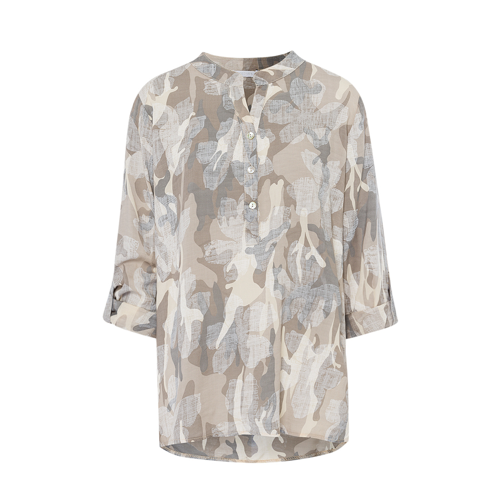 Bluse im Alloverprint, taupe 