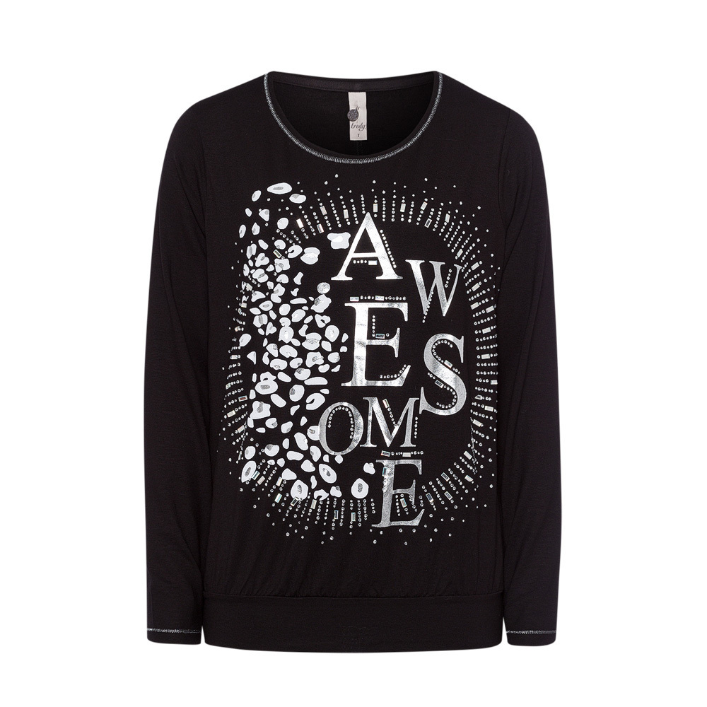 Langarmshirt 'Awesome', schwarz 