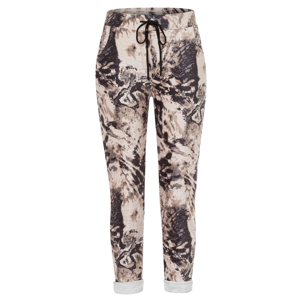 Suede-Joggpants im Alloverprint, crema 