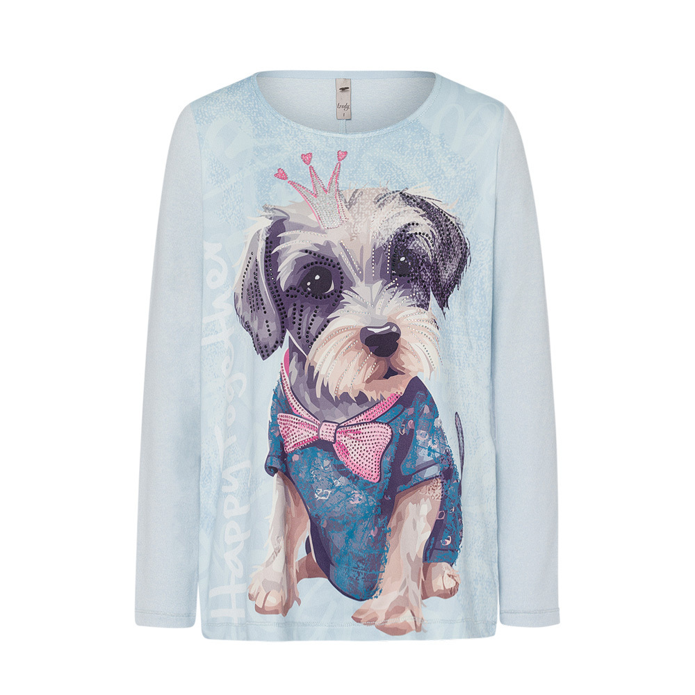 Langarmshirt 'Hund', eiskristall 