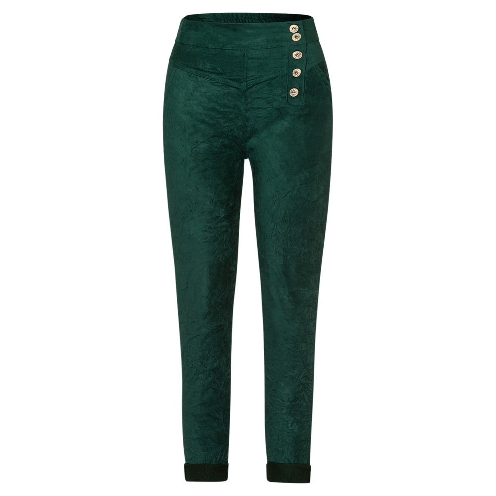 Suede-Joggpants mit Knöpfen, forest green 