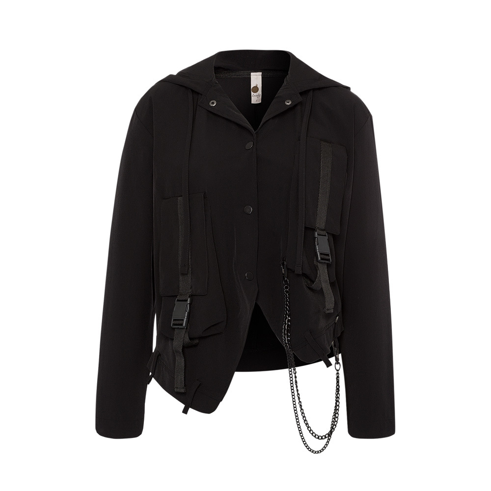 Jacke mit Kette, schwarz 