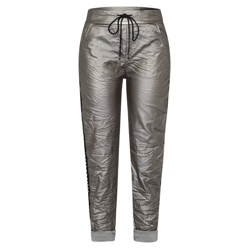 Joggpants in Leder-Optik, metallic 