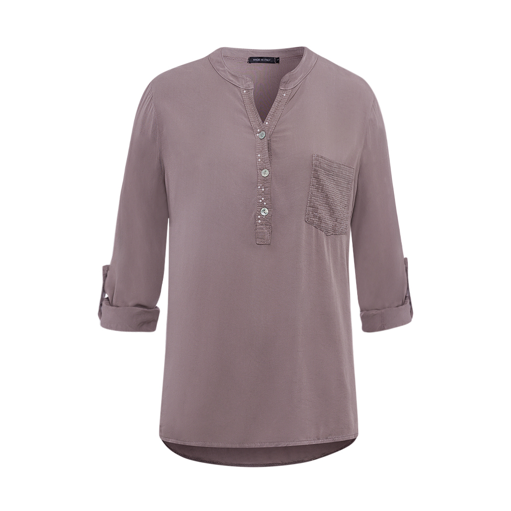 Bluse  mit Pailletten, fango 