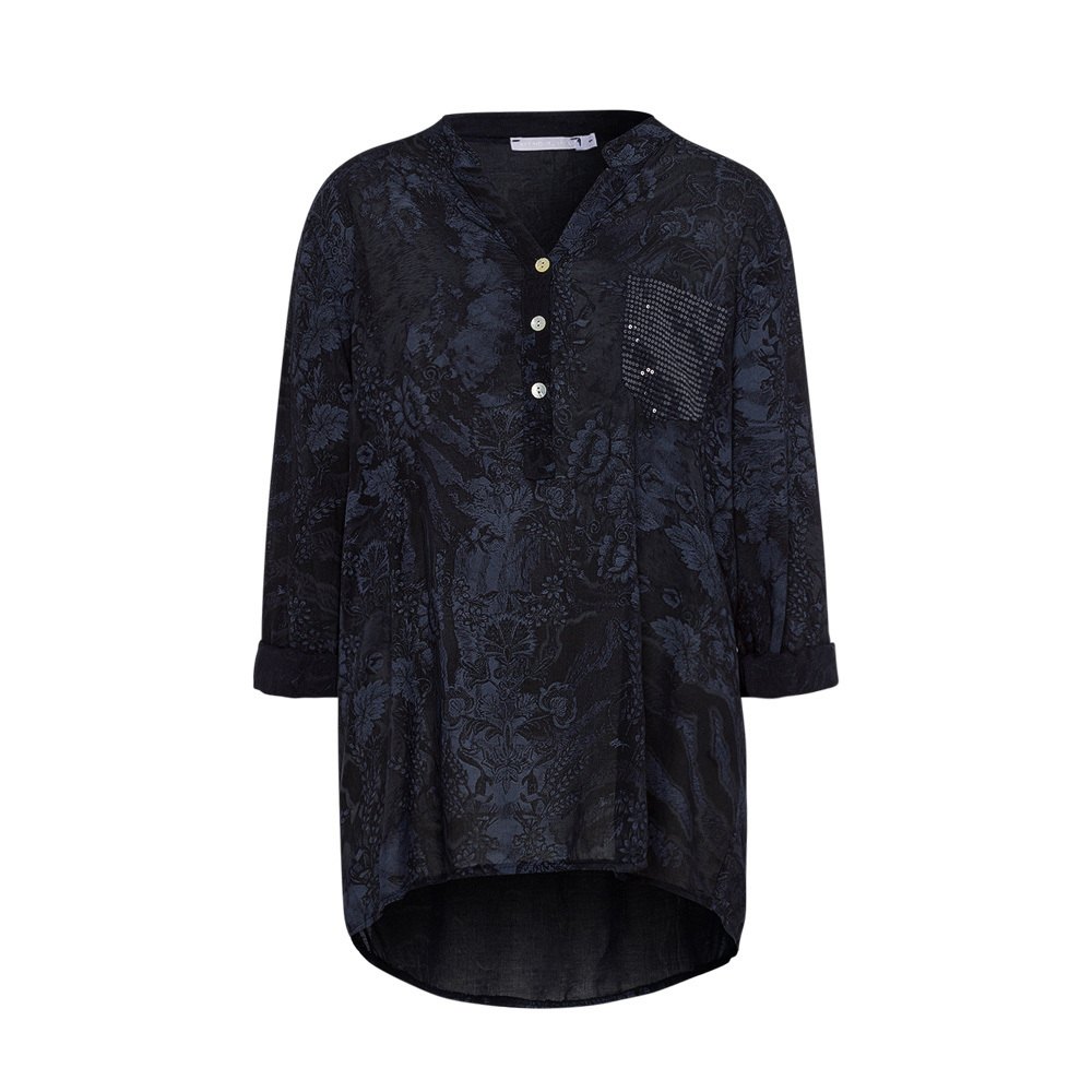 Bluse im Alloverprint, navy 3