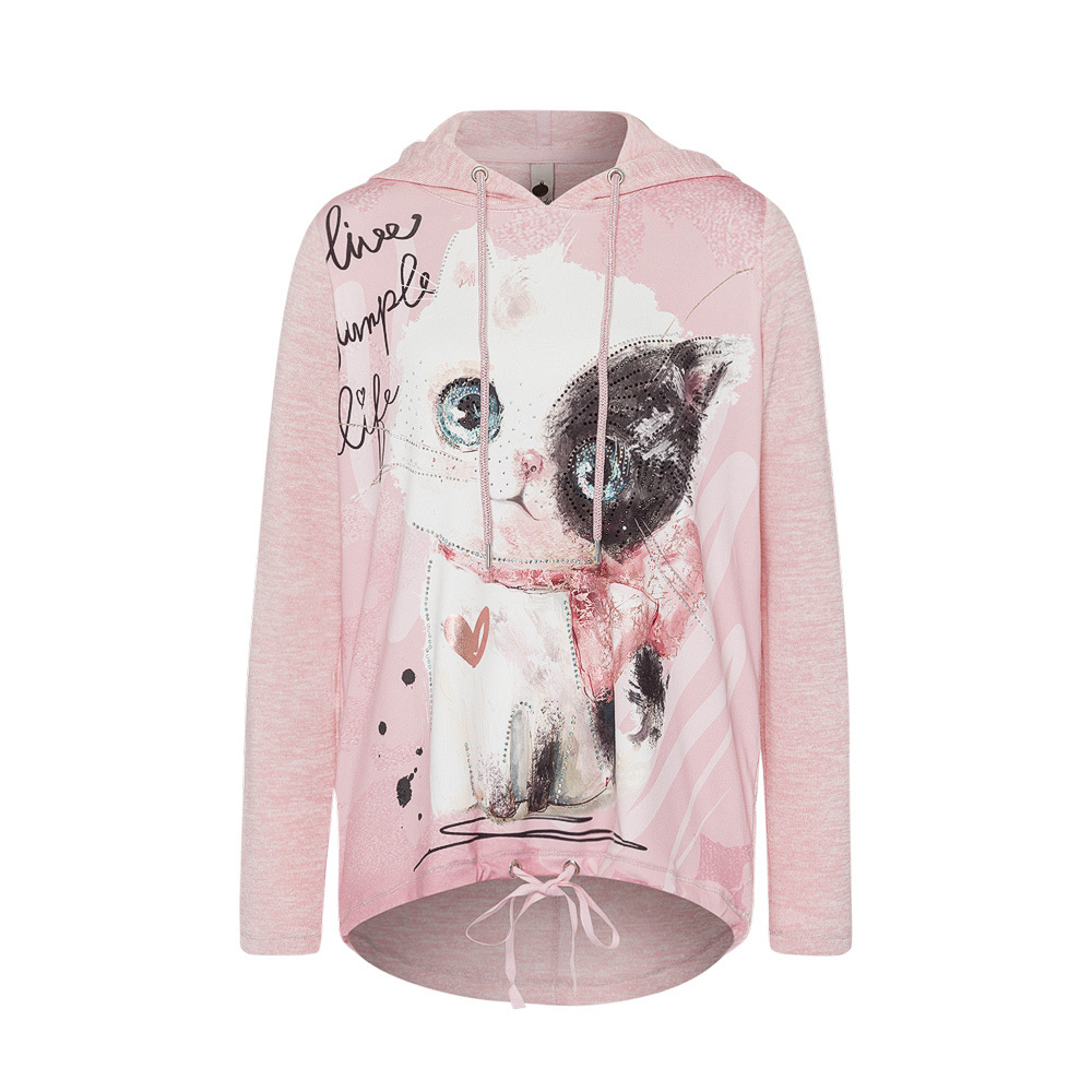 Langarmshirt 'Katze', rosenholz 