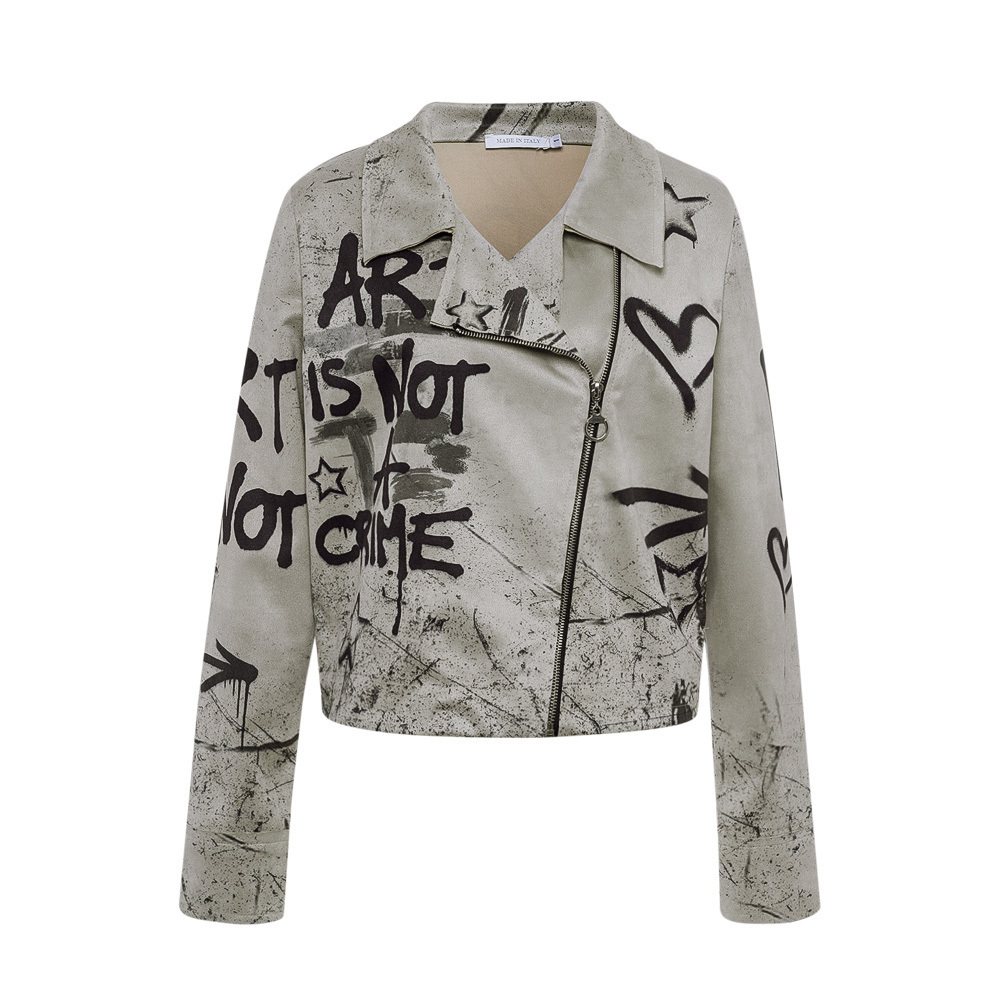 Suede-Jacke im Graffiti-Style, kitt 3