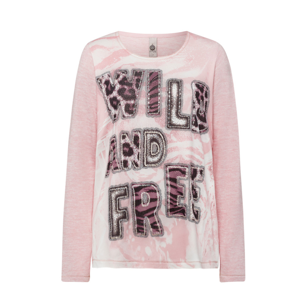 Langarmshirt 'Wild & free', rosenholz 