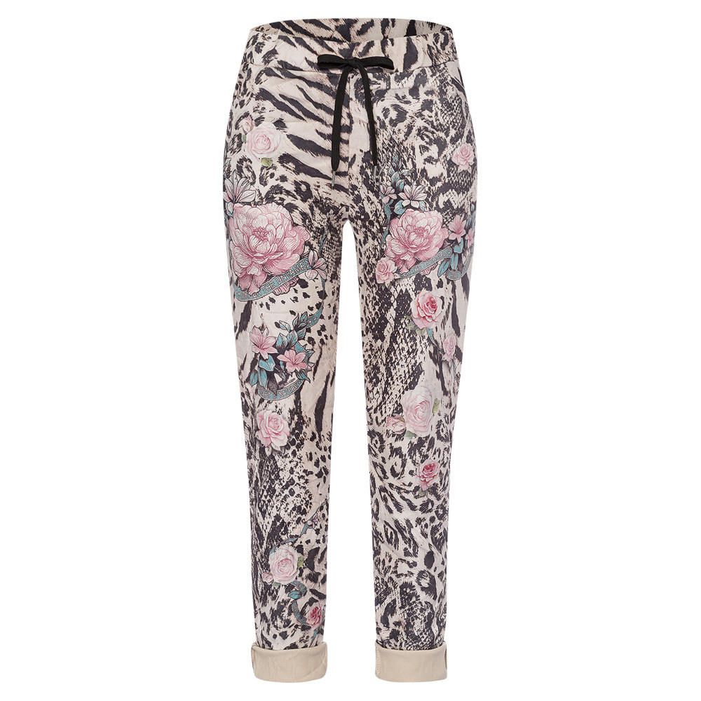 Suede-Joggpants mit Print, crema 