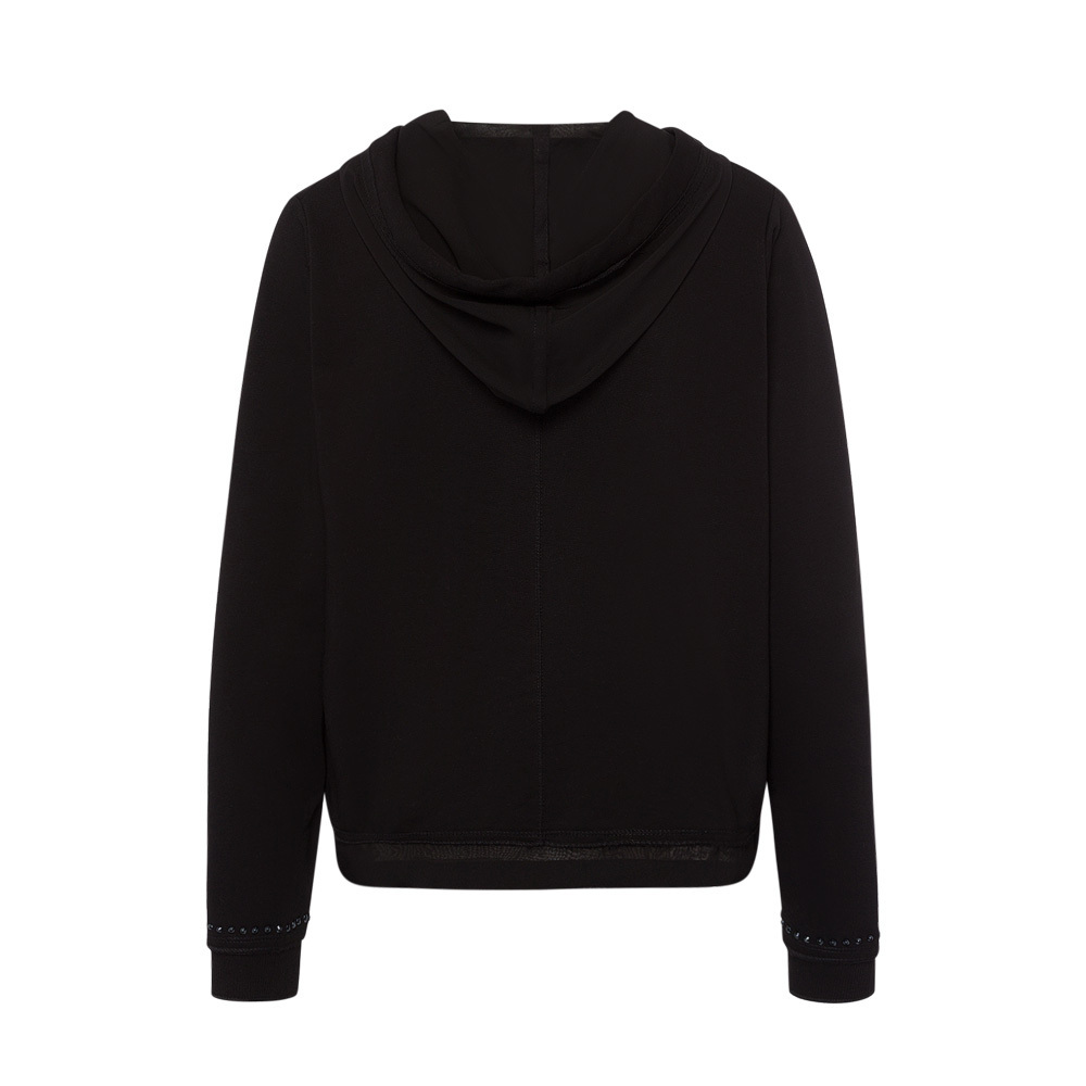 Sweatshirt mit Ziersteinen, schwarz 