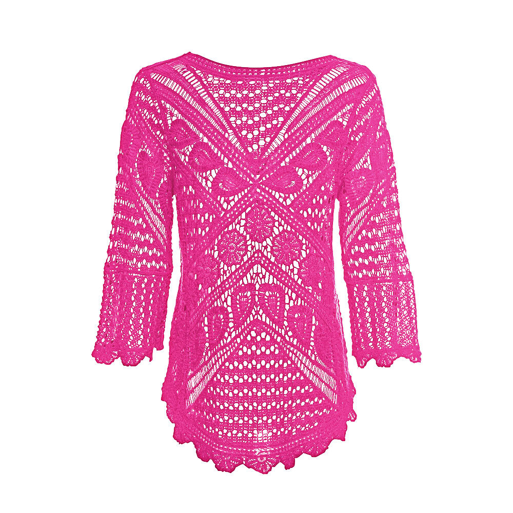 Pullover in Häkeloptik, pink 5